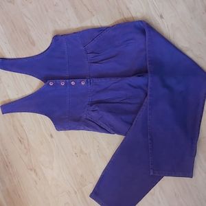 Vtg Girl's Purple Corduroy Overalls size 12 - Moving Up